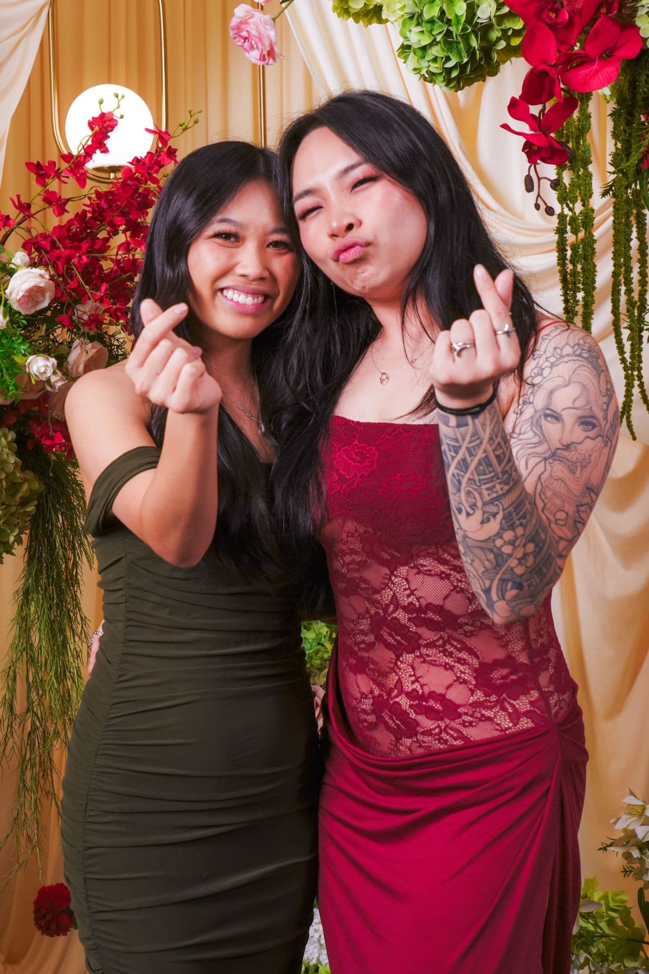 Guests posing together at a San Diego event portrait station